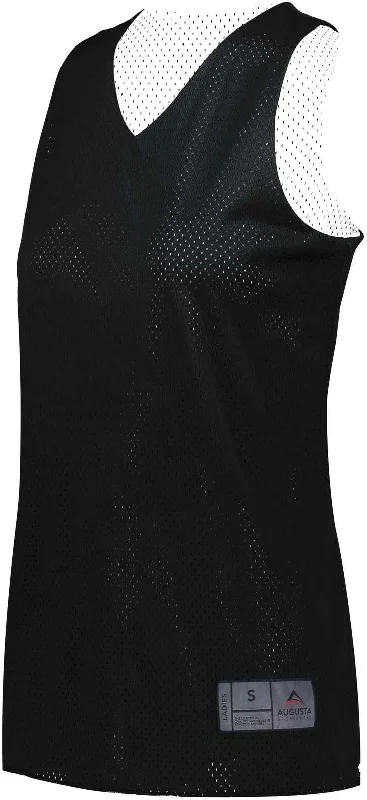 Basketball Jersey With Team Logos-Augusta 163 Youth Tricot Mesh Reversible 2.0 Jersey - Black White