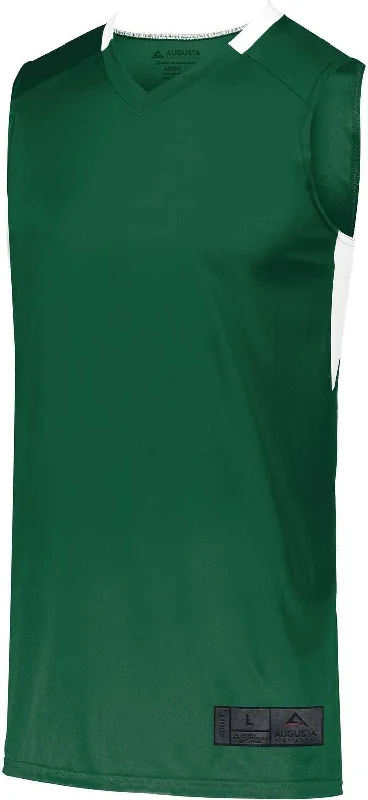 Basketball Jersey For Practice-Augusta 1730 Step-Back Basketball Jersey - Dark Green White