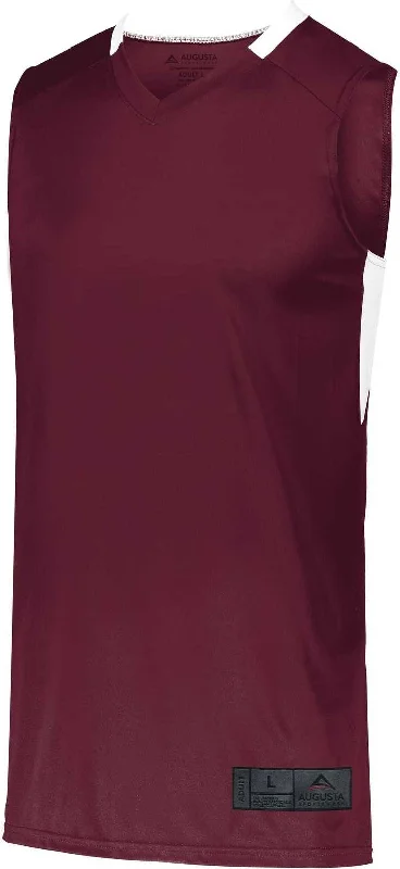 Basketball Jersey For Collectors-Augusta 1730 Step-Back Basketball Jersey - Maroon White