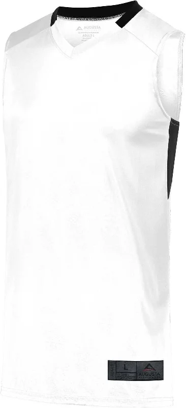 Basketball Jersey With Sleek Design-Augusta 1730 Step-Back Basketball Jersey - White Black