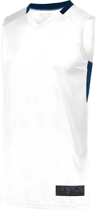 Basketball Jersey For Pickup Games-Augusta 1730 Step-Back Basketball Jersey - White Navy