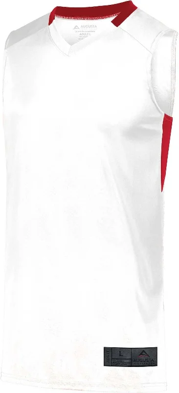 Basketball Jersey With Lightweight Fabric-Augusta 1730 Step-Back Basketball Jersey - White Red