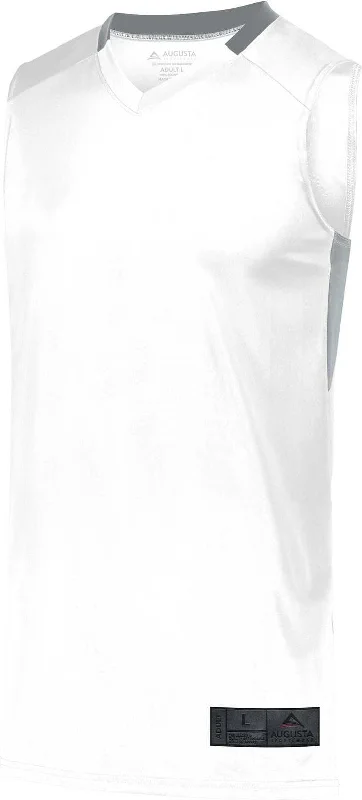 Basketball Jersey With Stretch Material-Augusta 1730 Step-Back Basketball Jersey - White Silver