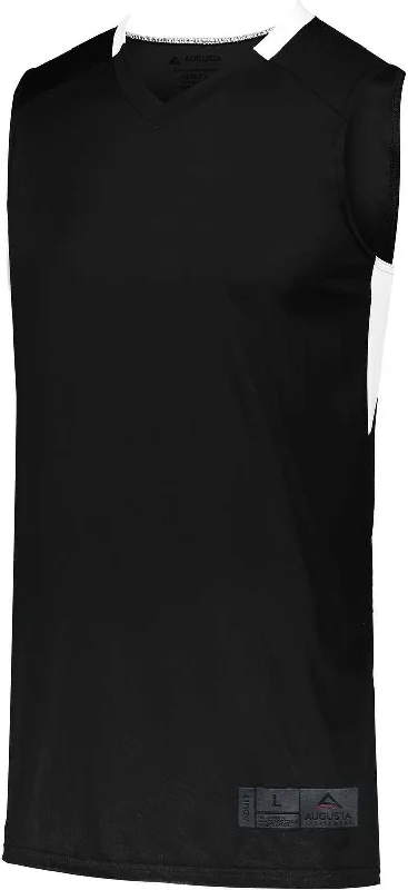 Basketball Jersey For Big Sizes-Augusta 1731 Youth Step-Back Basketball Jersey - Black White