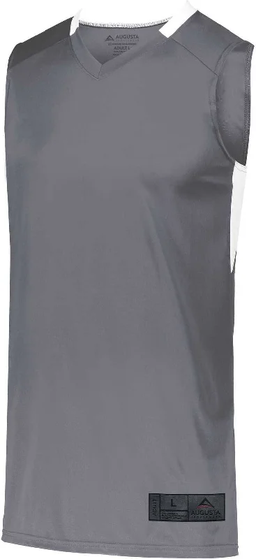 Basketball Jersey With UV Protection-Augusta 1731 Youth Step-Back Basketball Jersey - Graphite White