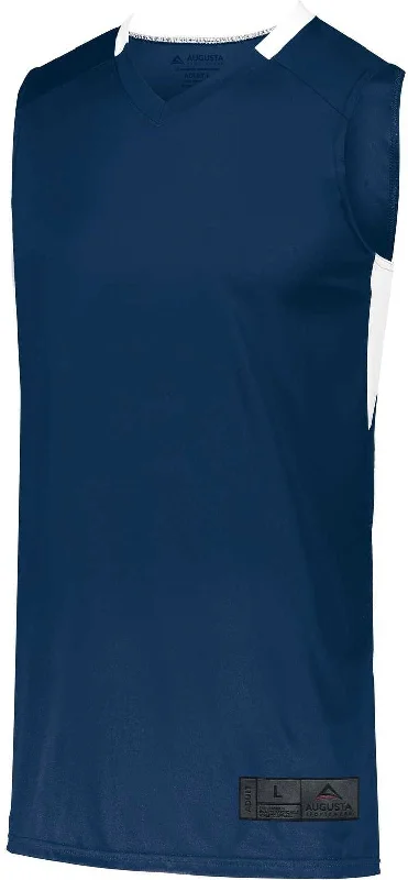 Basketball Jersey For College Fans-Augusta 1731 Youth Step-Back Basketball Jersey - Navy White