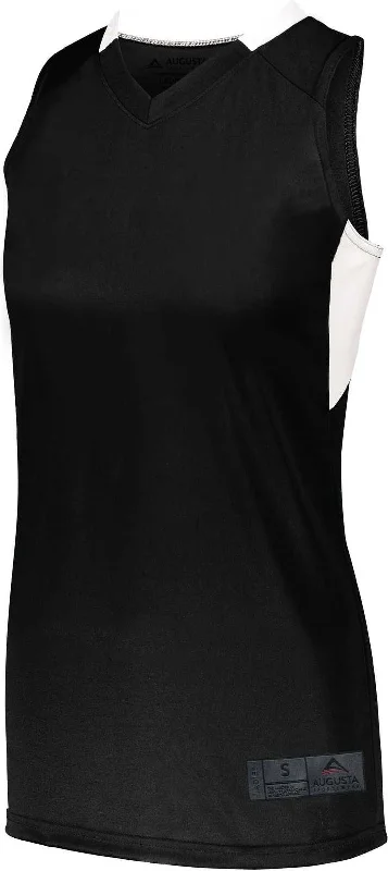 Basketball Jersey For Centers-Augusta 1732 Ladies Step-Back Basketball Jersey - Black White