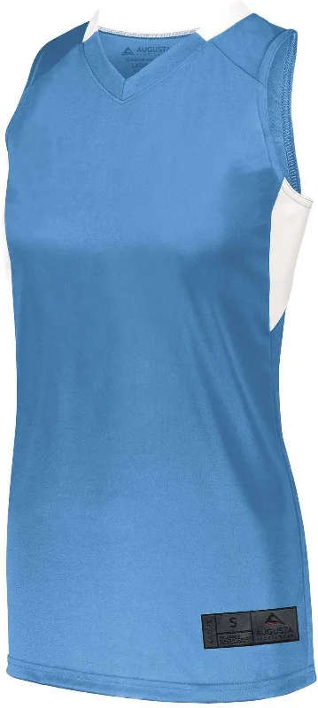 Basketball Jersey With Mesh Panels-Augusta 1732 Ladies Step-Back Basketball Jersey - Columbia Blue White