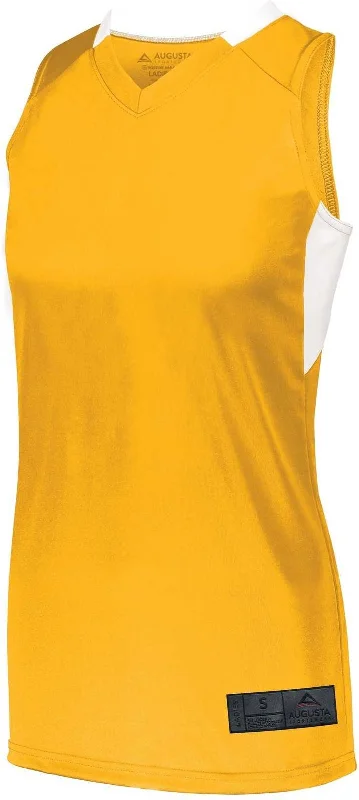 Basketball Jersey With Anti-Slip Grip-Augusta 1732 Ladies Step-Back Basketball Jersey - Gold White