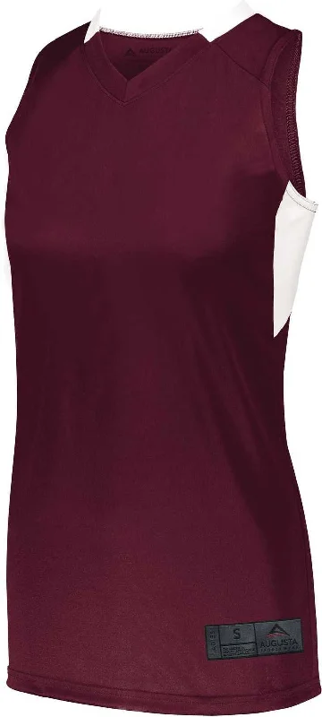 Basketball Jersey For Concrete Courts-Augusta 1732 Ladies Step-Back Basketball Jersey - Maroon White