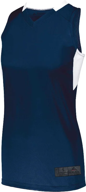 Basketball Jersey With Synthetic Blend-Augusta 1732 Ladies Step-Back Basketball Jersey - Navy White