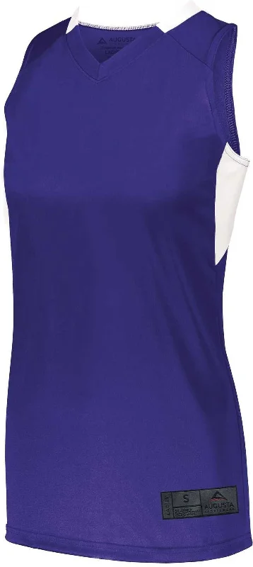 Basketball Jersey For Night Games-Augusta 1732 Ladies Step-Back Basketball Jersey - Purple White