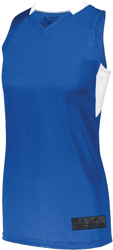 Basketball Jersey For Daytime Play-Augusta 1732 Ladies Step-Back Basketball Jersey - Royal White