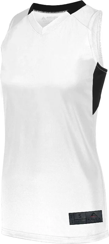 Basketball Jersey For Easy Washing-Augusta 1732 Ladies Step-Back Basketball Jersey - White Black