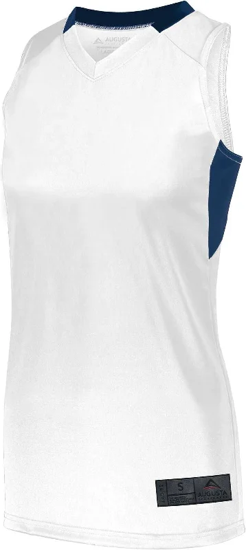 Basketball Jersey For Low Impact-Augusta 1732 Ladies Step-Back Basketball Jersey - White Navy