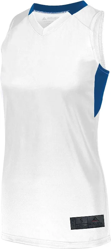 Basketball Jersey With Sponsor Logos-Augusta 1732 Ladies Step-Back Basketball Jersey - White Royal