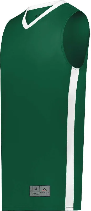 Basketball Jersey With Layering Options-Augusta 6887 Youth Match-Up Basketball Jersey - Dark Green White