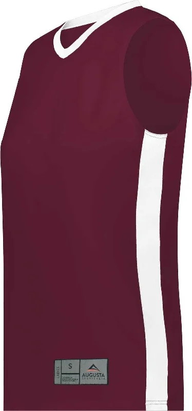 Basketball Jersey With Moisture-Wicking-Augusta 6888 Ladies Match-Up Basketball Jersey - Maroon White