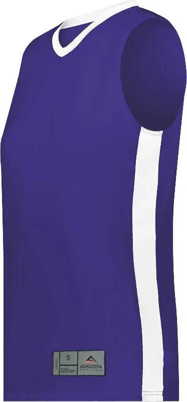 Basketball Jersey For Away Matches-Augusta 6888 Ladies Match-Up Basketball Jersey - Purple White