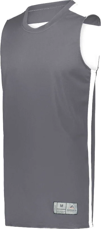 Basketball Jersey For Big Sizes-Augusta 6927 Swish Reversible Basketball Jersey - Graphite White