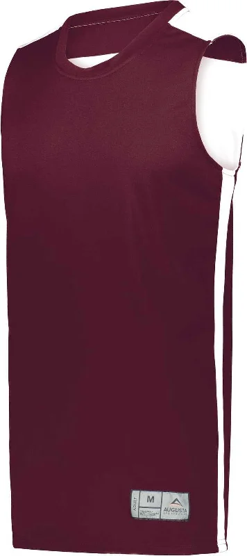 Basketball Jersey With Durable Stitching-Augusta 6927 Swish Reversible Basketball Jersey - Maroon White