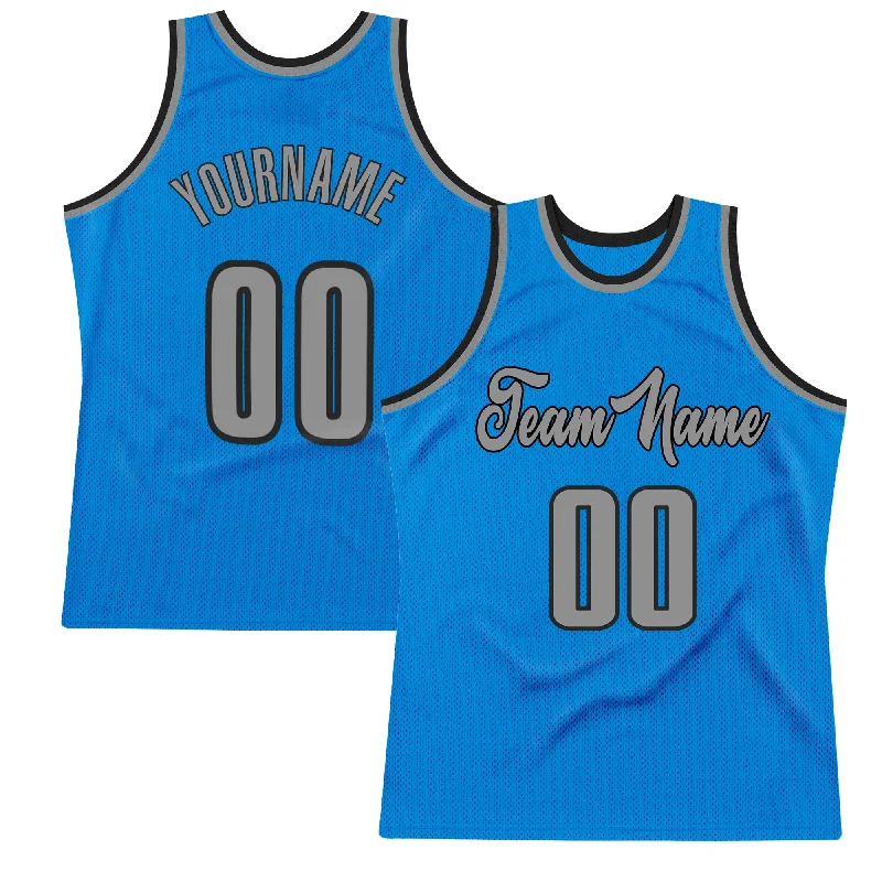 Basketball Jersey For Low Impact-Custom Blue Gray-Black Authentic Throwback Basketball Jersey