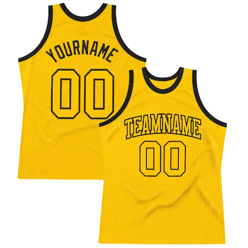 Basketball Jersey For Hardwood Floors-Custom Gold Gold-Black Authentic Throwback Basketball Jersey