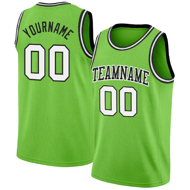 Basketball Jersey For Pickup Games-Custom Neon Green White-Black Authentic Basketball Jersey