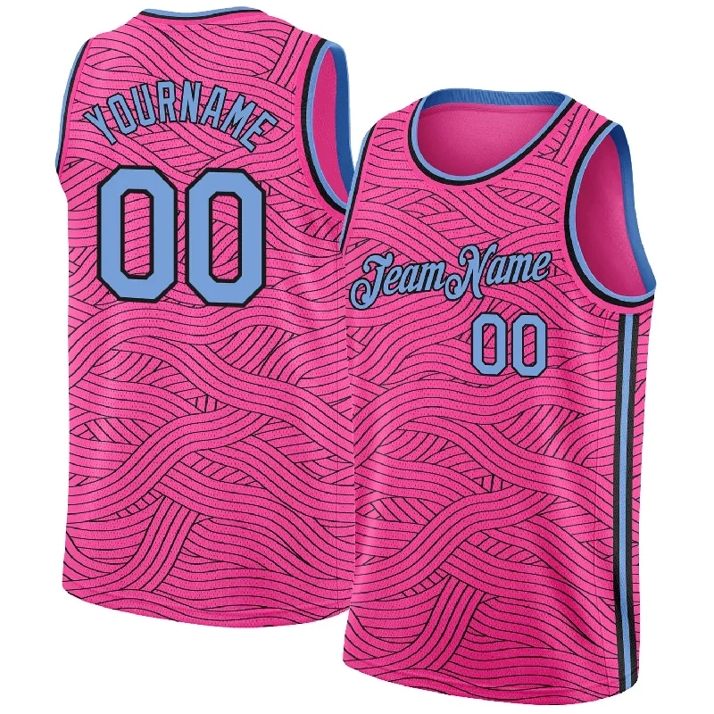 Basketball Jersey For Rookie Players-Custom Pink Light Blue-Black Authentic City Edition Basketball Jersey