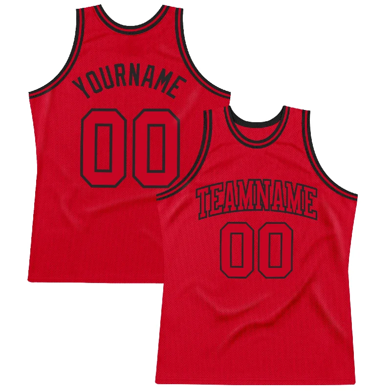 Basketball Jersey With Glow Accents-Custom Red Red-Black Authentic Throwback Basketball Jersey