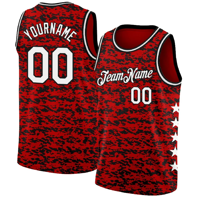 Basketball Jersey For Outdoor Courts-Custom Red White-Black Authentic City Edition Basketball Jersey