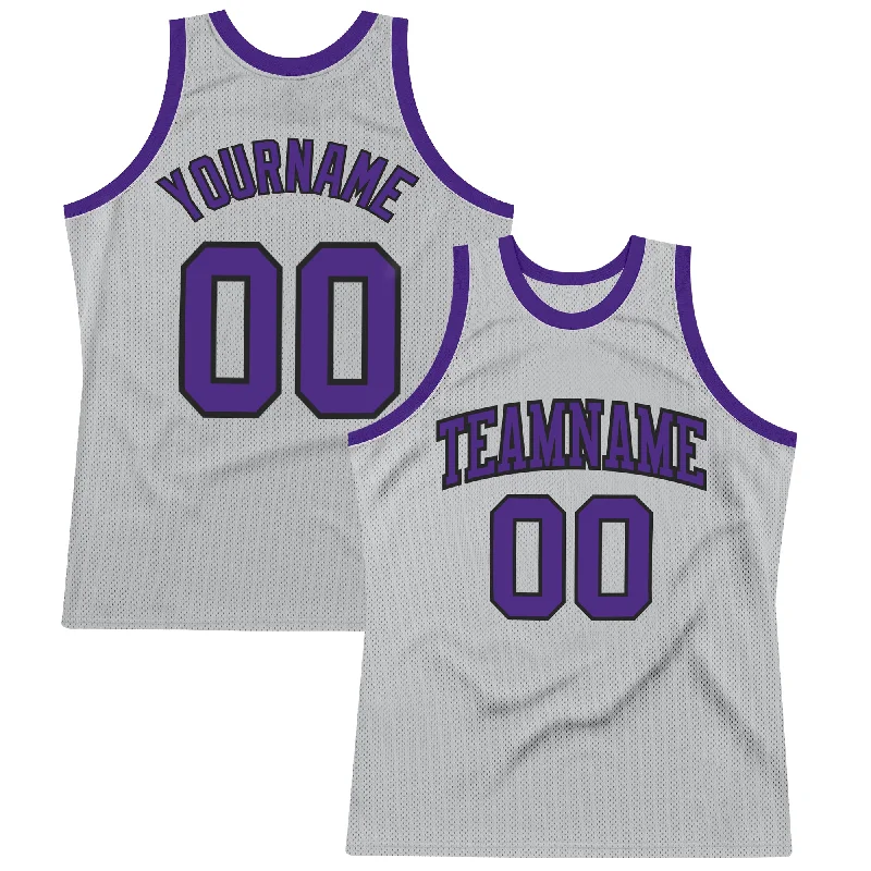 Basketball Jersey For Ventilation-Custom Gray Purple-Black Authentic Throwback Basketball Jersey