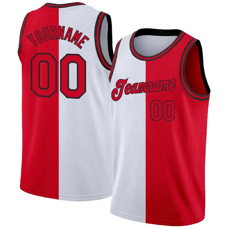 Basketball Jersey For Streetwear-Custom White Red-Black Authentic Split Fashion Basketball Jersey