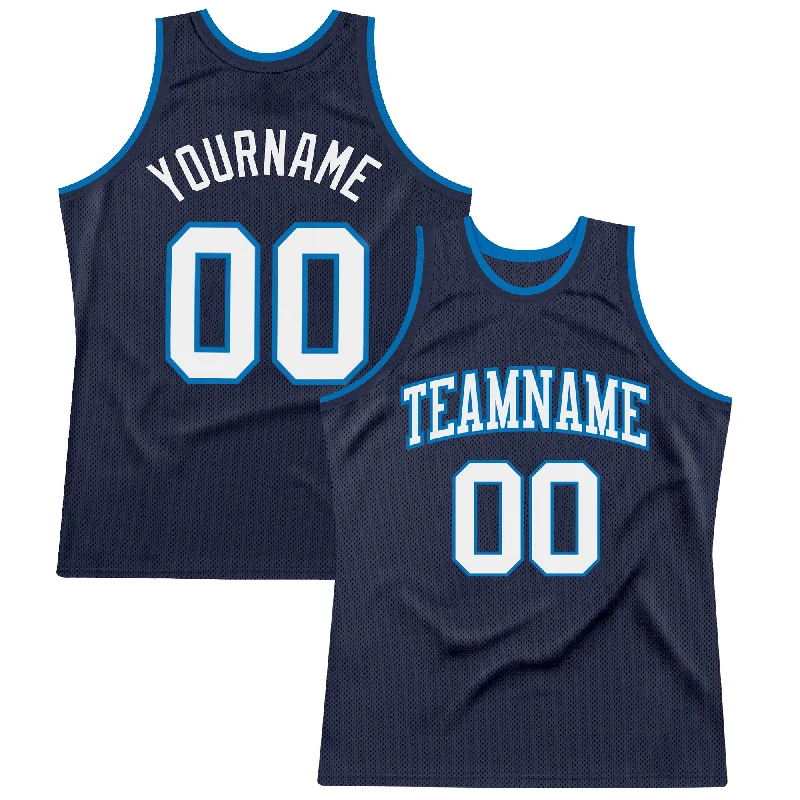 Basketball Jersey For Point Guards-Custom Navy White-Blue Authentic Throwback Basketball Jersey