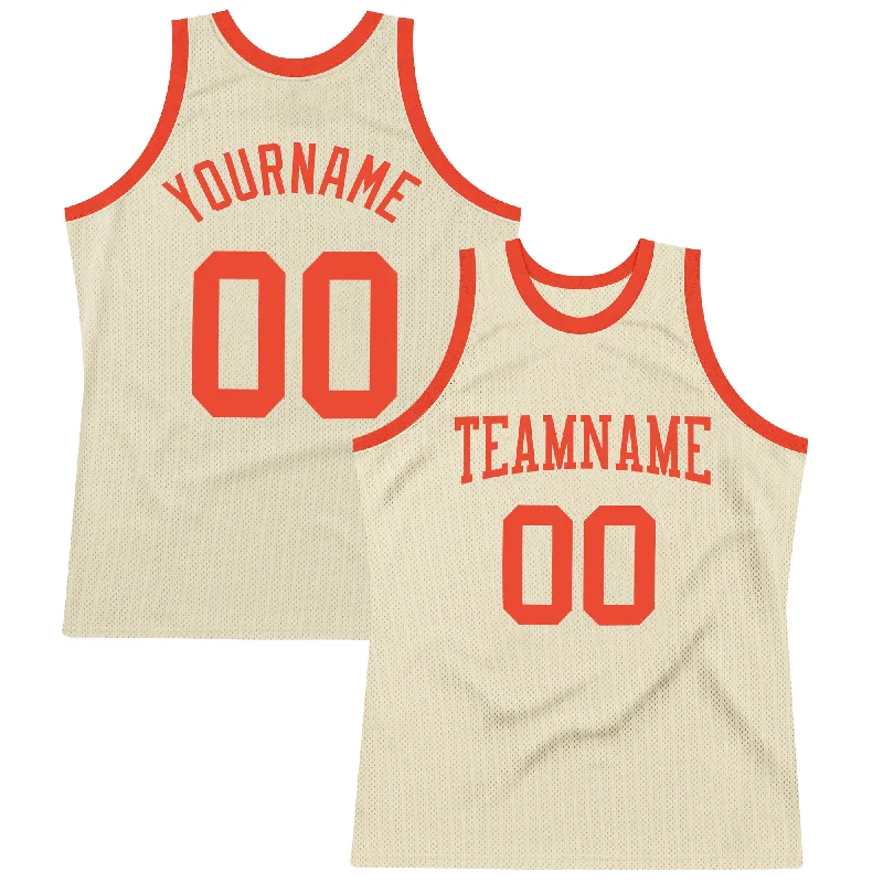 Basketball Jersey For Kids’ Sizes-Custom Cream Orange Authentic Throwback Basketball Jersey