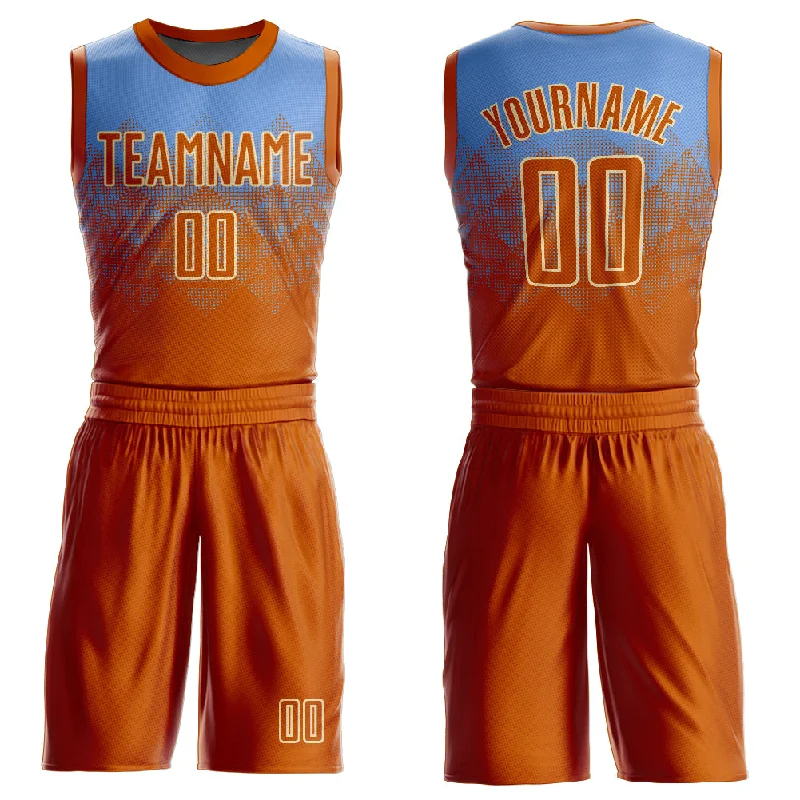 Basketball Jersey For Plus Sizes-Custom Light Blue Texas Orange-Cream Round Neck Sublimation Basketball Suit Jersey