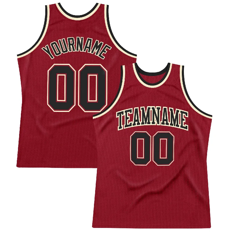 Basketball Jersey With Petite Options-Custom Maroon Black-Cream Authentic Throwback Basketball Jersey