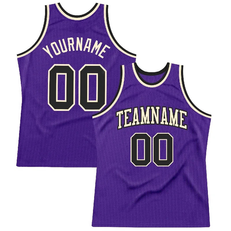 Basketball Jersey For Training Sessions-Custom Purple Black-Cream Authentic Throwback Basketball Jersey