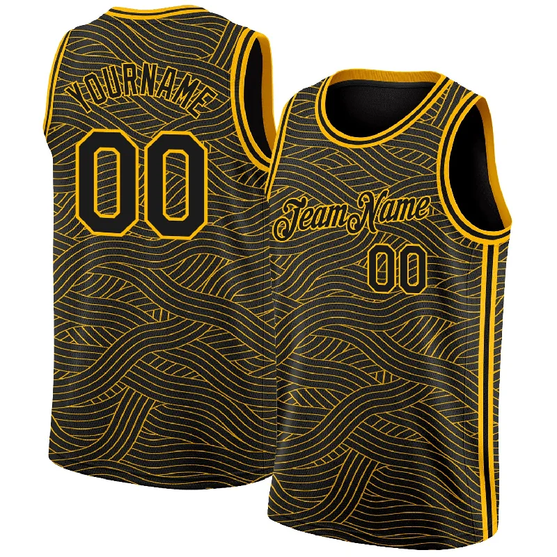 Basketball Jersey With Tailored Look-Custom Black Gold Authentic City Edition Basketball Jersey