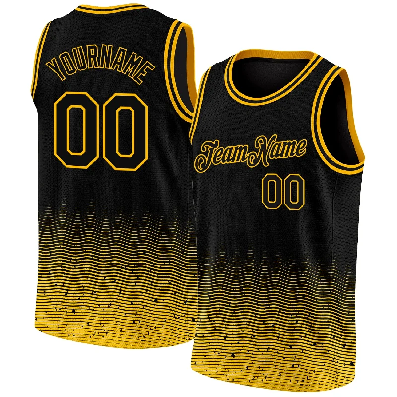 Basketball Jersey For Kids-Custom Black Gold Fade Fashion Authentic City Edition Basketball Jersey