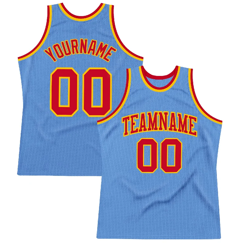 Basketball Jersey With Fan Favorites-Custom Light Blue Red-Gold Authentic Throwback Basketball Jersey