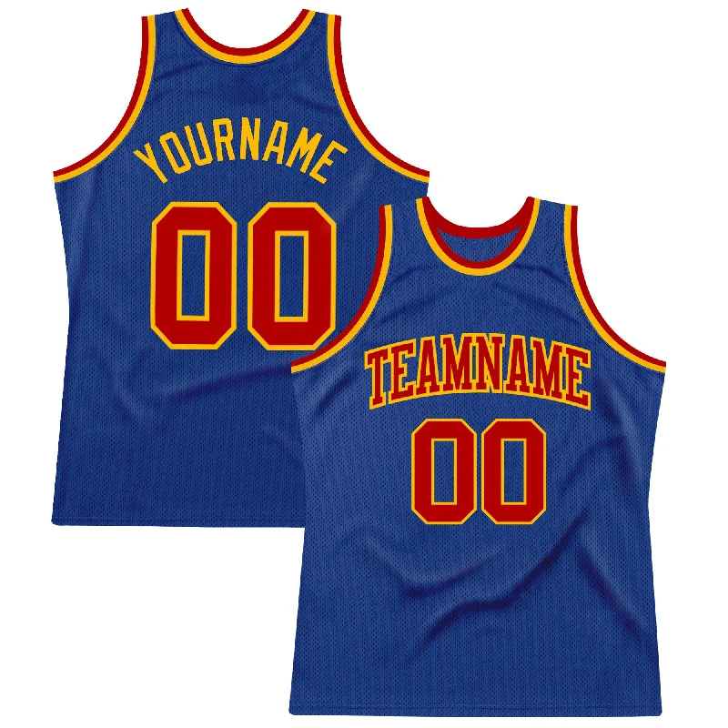 Basketball Jersey For Shooting Guards-Custom Royal Red-Gold Authentic Throwback Basketball Jersey