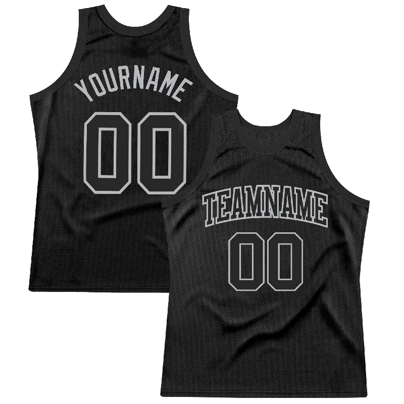 Basketball Jersey In Black-Custom Black Gray Authentic Throwback Basketball Jersey