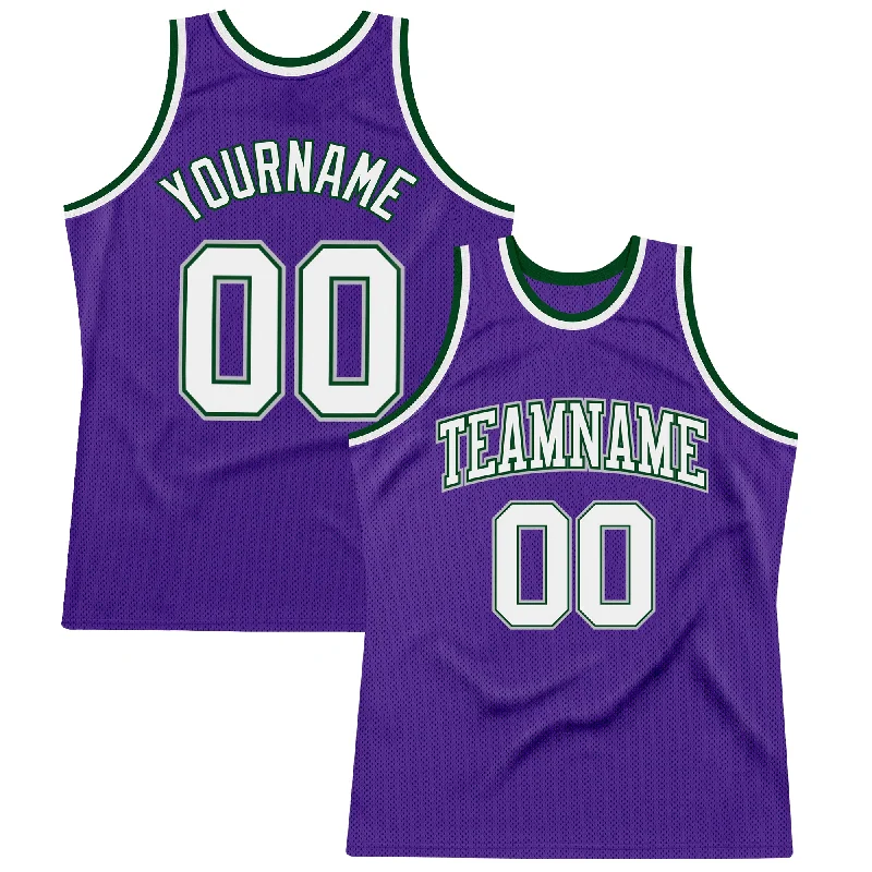 Basketball Jersey With Celebrity Wears-Custom Purple White Green-Gray Authentic Throwback Basketball Jersey