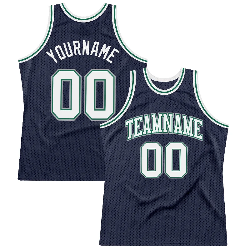 Basketball Jersey For Rainy Days-Custom Navy White-Kelly Green Authentic Throwback Basketball Jersey