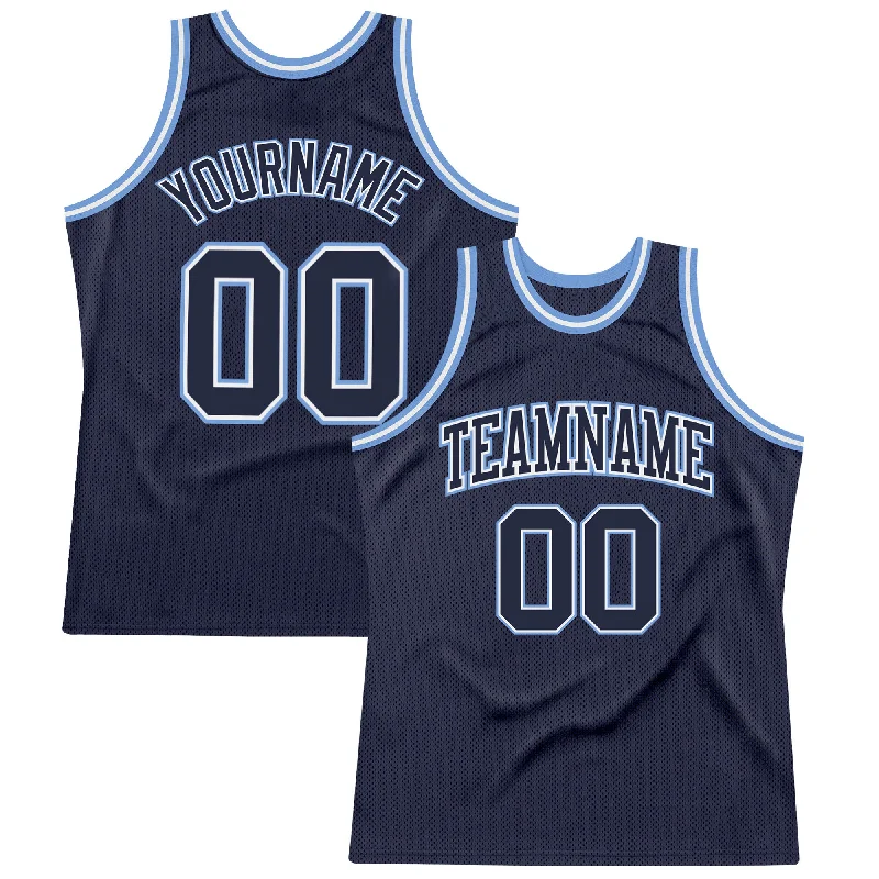 Basketball Jersey For Influencer Fans-Custom Navy Navy-Light Blue Authentic Throwback Basketball Jersey