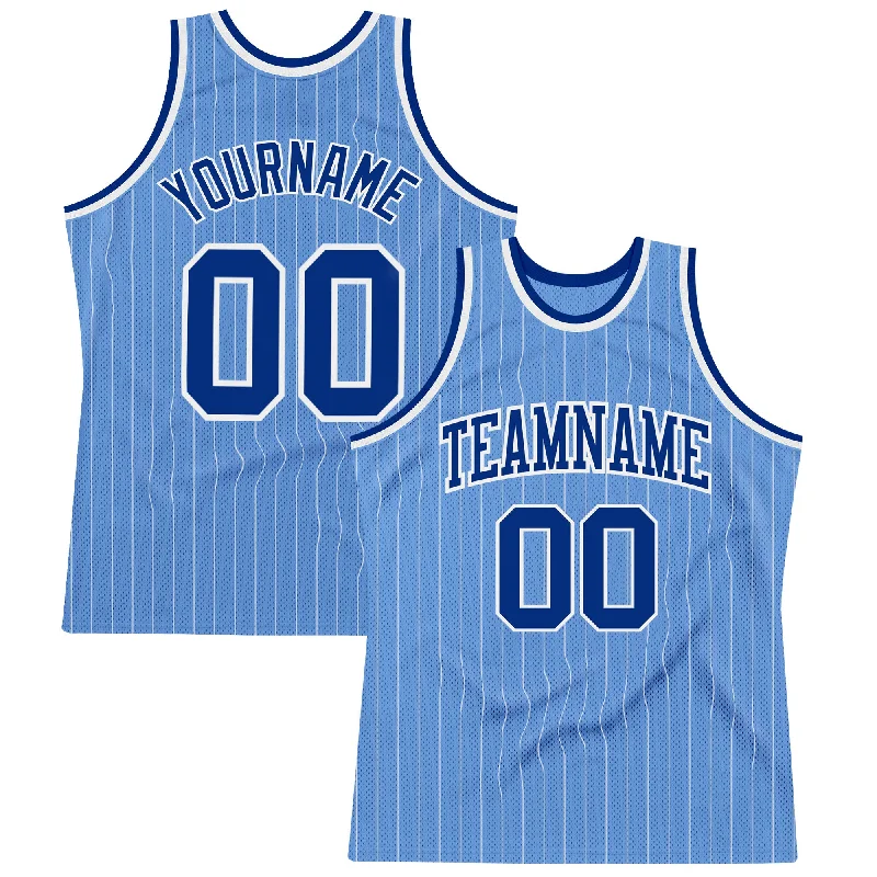 Basketball Jersey For Online Stores-Custom Light Blue White Pinstripe Royal Authentic Basketball Jersey