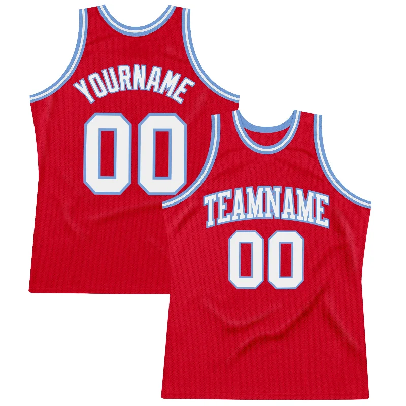 Basketball Jersey With Holiday Deals-Custom Red White-Light Blue Authentic Throwback Basketball Jersey