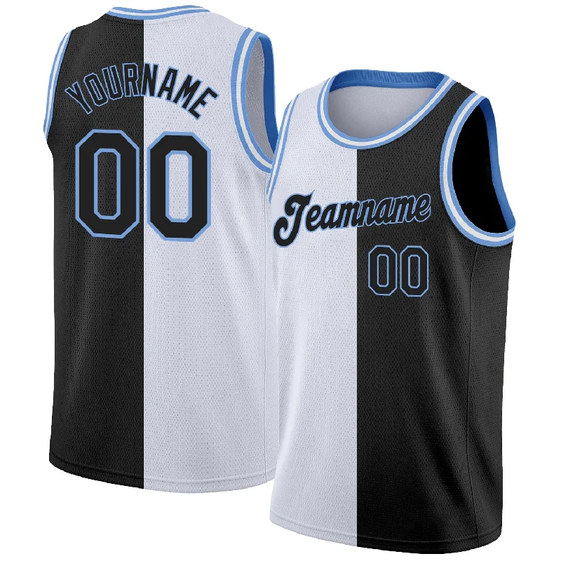 Basketball Jersey In Blue-Custom White Black-Light Blue Authentic Split Fashion Basketball Jersey