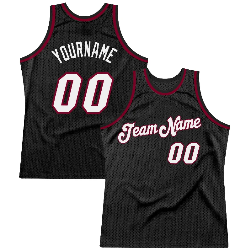 Basketball Jersey For Hall Of Fame-Custom Black White-Maroon Authentic Throwback Basketball Jersey